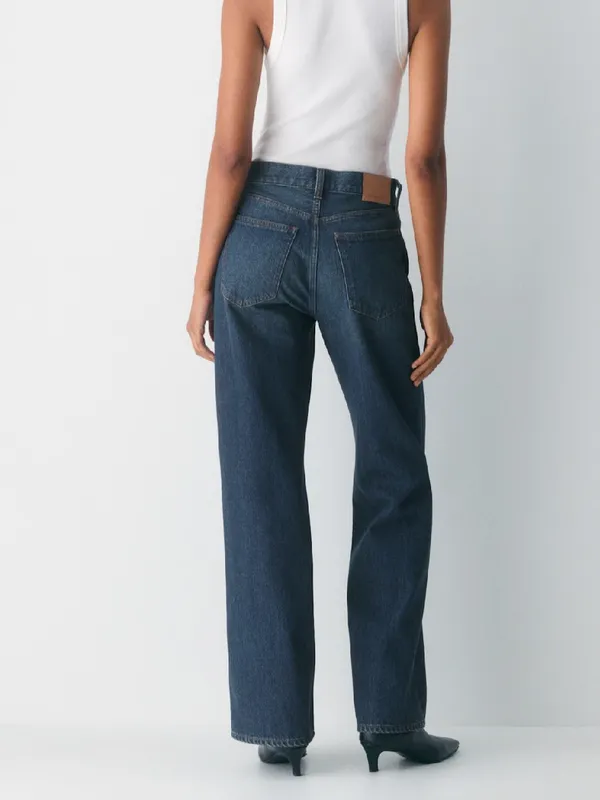 Aritzia Denim Forum The Farrah High Rise Wide Leg Jeans 30 L size 28 Dark Blue - Image 2
