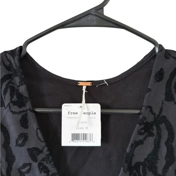 Free People NEW Floral Jacquard Mini Dress Black - Image 6