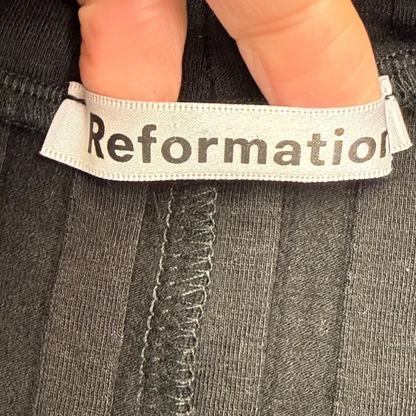 Reformation Black Ribbed Cutout Mock Neck Maxi Dress Size Medium M Long Slv‎ - Image 3