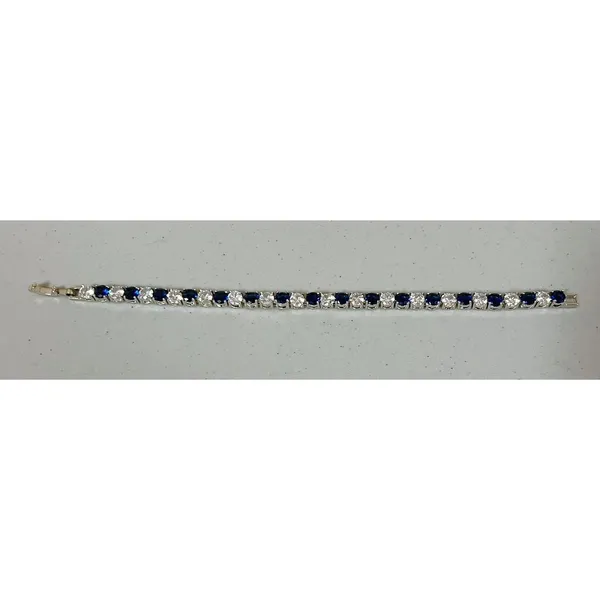Silver Blue Sapphire Diamond Round Gemstone Tennis Bracelet Jewelry 💙 - Image 5