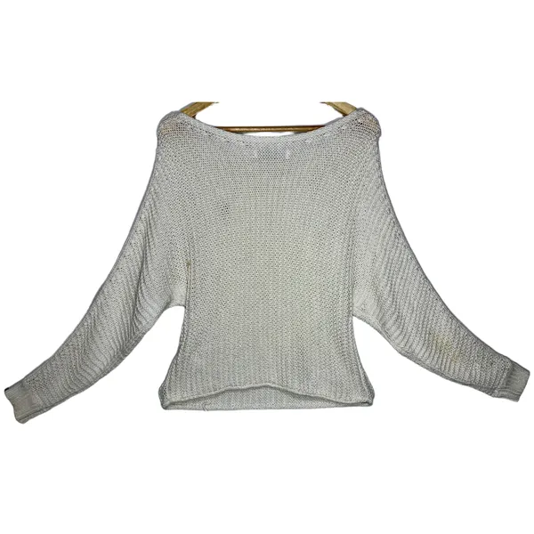 Abercrombie & Fitch Cream Knit Long Sleeve Pullover Scoop Neck Sweater Size S - Image 2