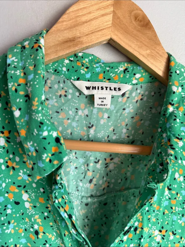 Whistles Green Ditsy Blossom Midi Shirt Dress 6 - Image 7