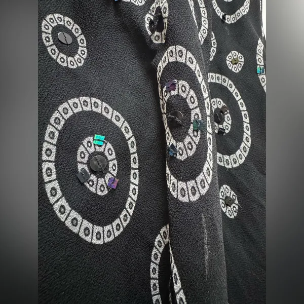 Vtg 90s Marisol Black Silk Ruffle Sequin Skirt Y2K Fairy Whimsygoth Coquette - Image 3