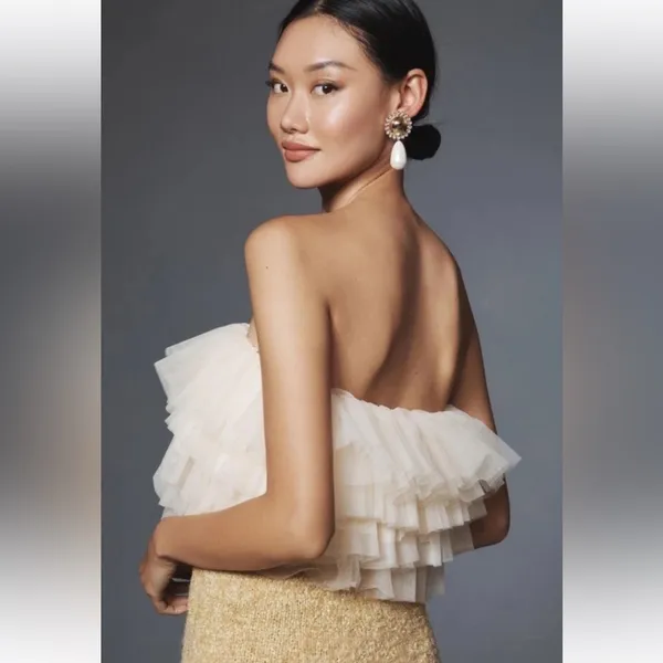 Anthropologie Sunday In Brooklyn Strapless Layered Tulle Top Size Small NWT - Image 4