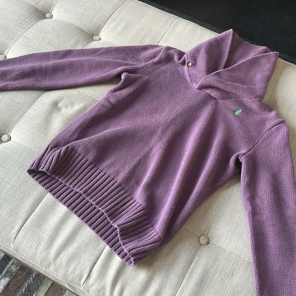 Ralph Lauren Sports Purple Knit Sweater Green Logo Size Medium - Image 3