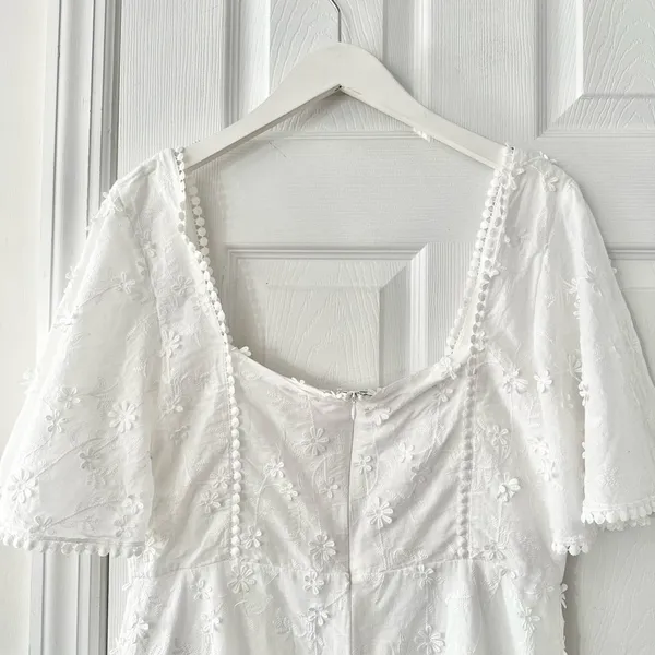 Showpo White Lightweight Fancy A Spritz Square Neck Embroidered Mini Dress 12 US - Image 11