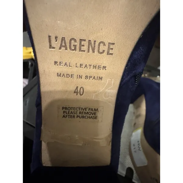 L'Agence Jeanne Pointed Toe Bootie Ankle Boot Suede Midnight Blue Size 40 US 9 - Image 9