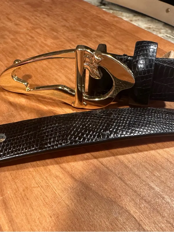 Women’s Golf Belt Sz Large LB Belt Company Lizard Italian Leather Black Sz L - Image 3