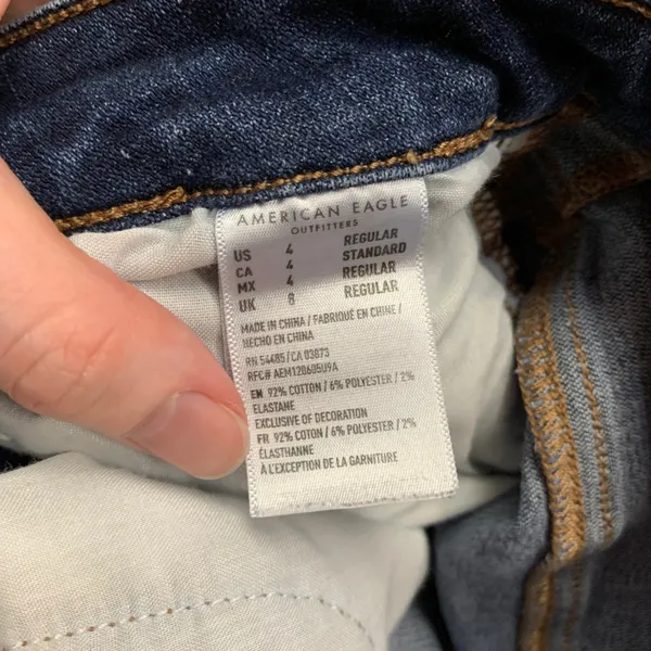 American Eagle Highest Rise Jeggings‎ Dark Wash Distressed Ripped Jeans Womens 4 - Image 8