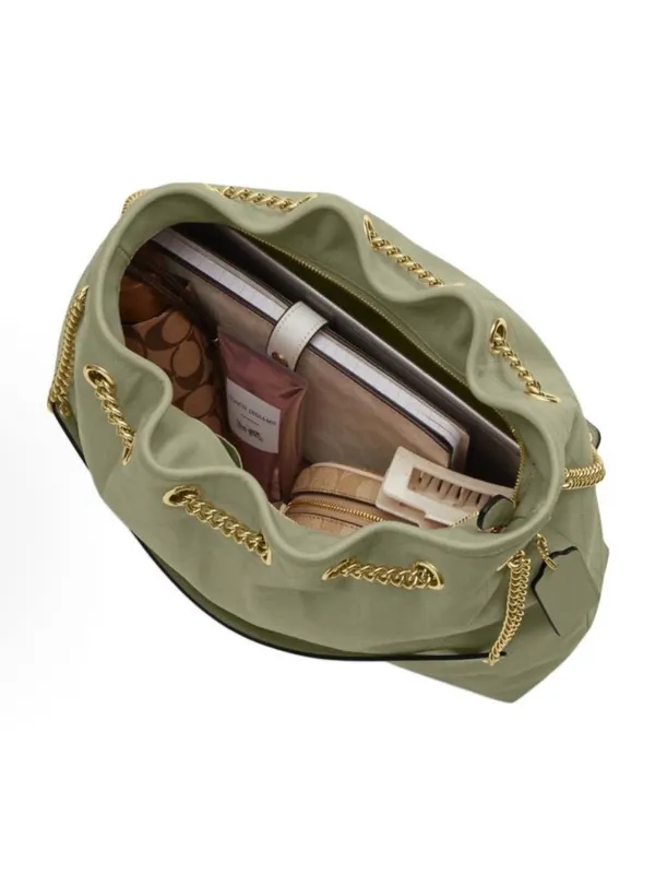 nwt coach Evelyn Shoulder Bag With Quilting gold/pistacho，cdr00 - Image 9