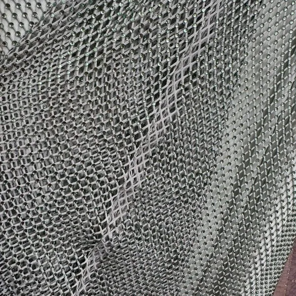 WAYF Light Sage Green Rhinestone Fishnet Mesh Maxi Skirt Large NWT - Image 6