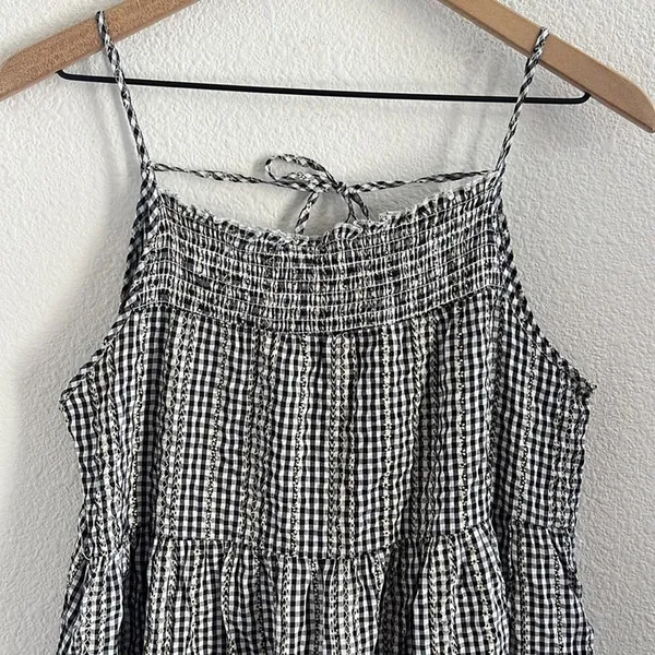 Altard State Gingham Embroidered Daisy Floral Ruffle and Smocked Detailing M - Image 4
