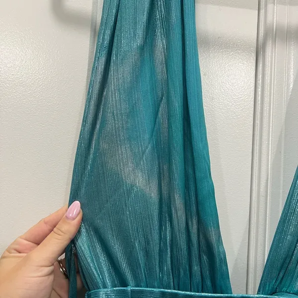 Bronx and Banco Blue Romi Metallic Gown Size Medium $510 - Image 3