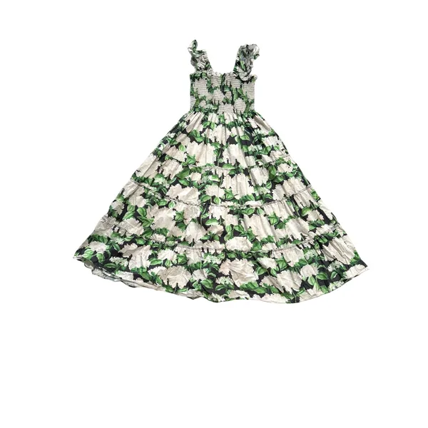 Hill House The Ellie Nap Dress Women XS Green Black Floral Smocked Cotton EXCL - Image 2