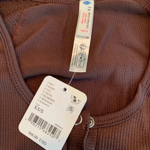 NWT Free People Movement Bail Out Long Sleeve Layer Crop Top Cocoa Brown XS/S - Image 8