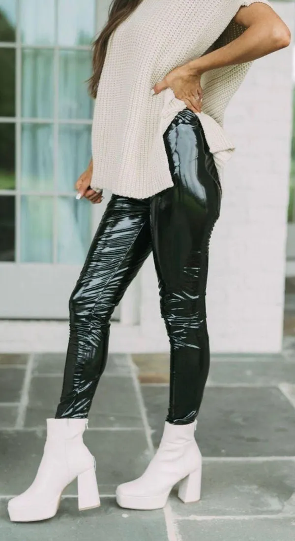 These Three Boutique Faux Leather Leggings - Image 3