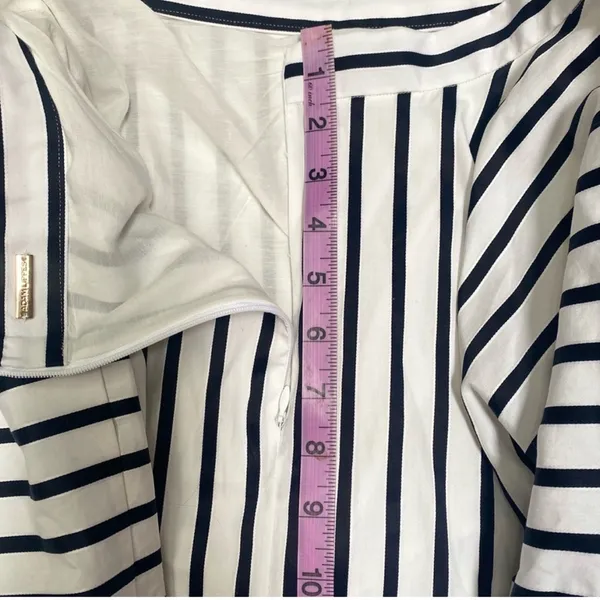 Adam Lippes Stripe Asymmetrical A-line Handkerchief Hem Midi Black Skirt sz 6 - Image 5