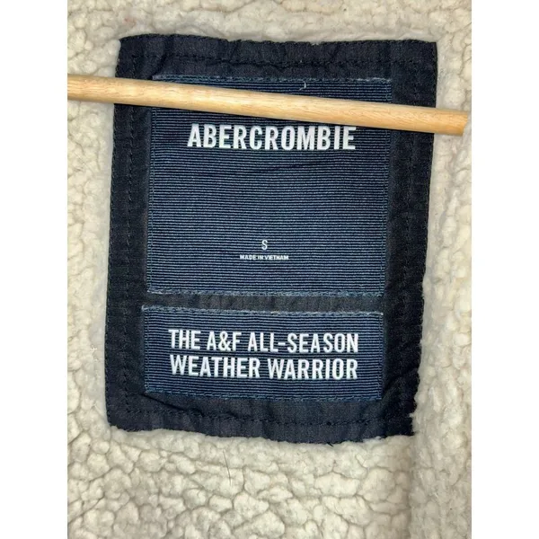 Abercrombie & Fitch Black Sherpa Lined Hooded Parka Jacket Utility Coat Size S - Image 5