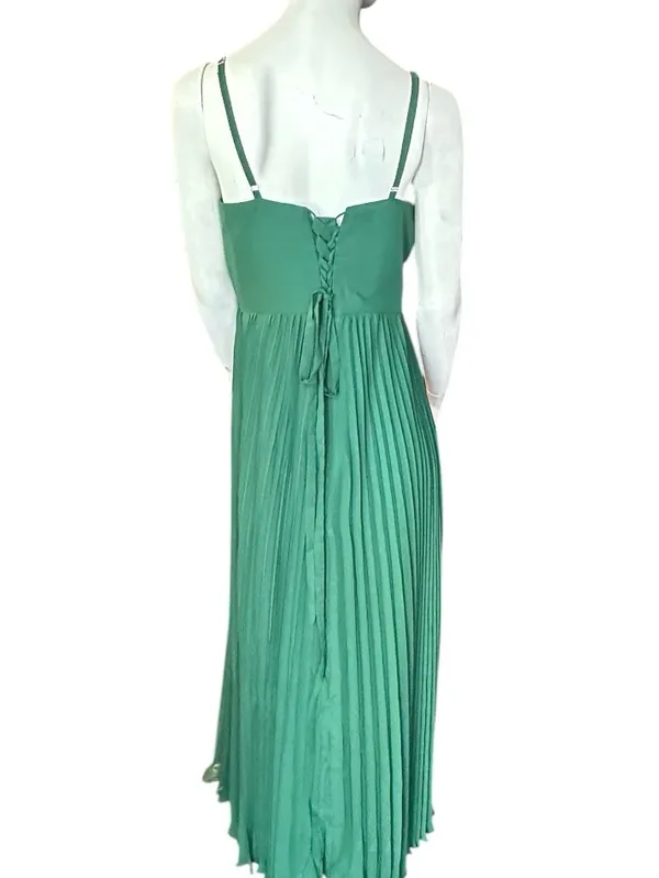 Latena Sweetheart Neckline Spaghetti Strap Pleated Formal Green Size 18 NWT - Image 4