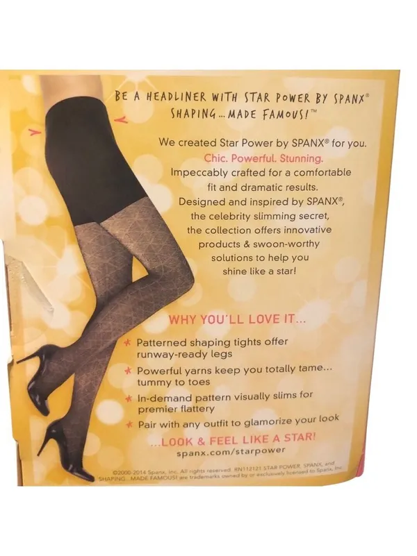 Spanx Center Stage Tights Size C (150-180 lbs) Black Patterned Shaping - Image 3
