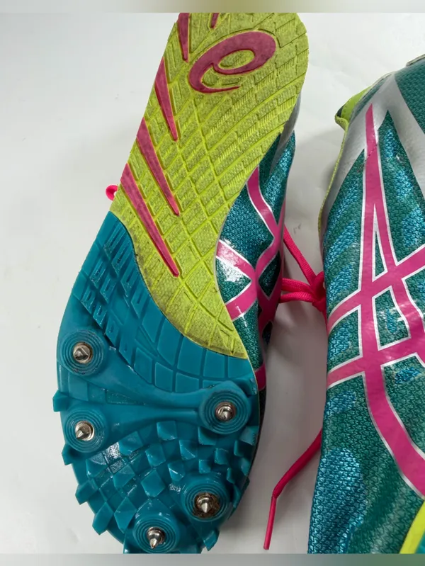 ASICS Hyper LD 5 Women’s Track Spikes Teal Pink Lime US 9.5 - Image 7
