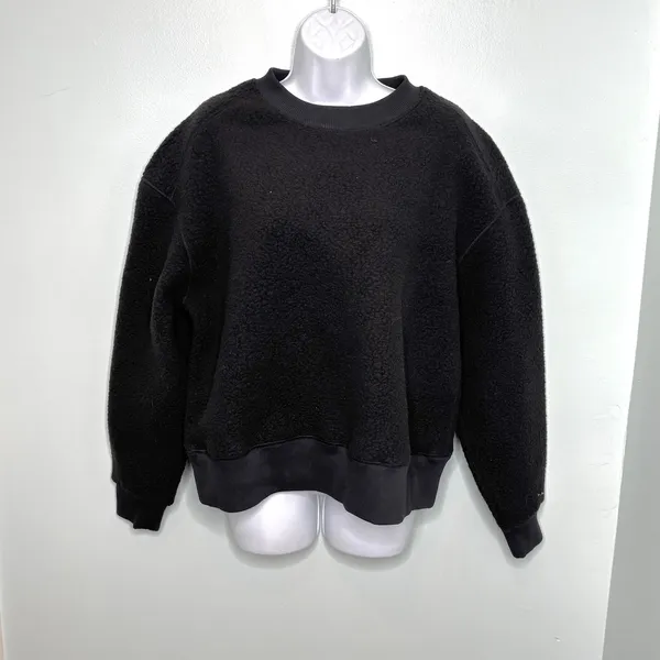 Everlane Renew Fleece Oversized Black Crewneck Pullover Sweater S - Image 2