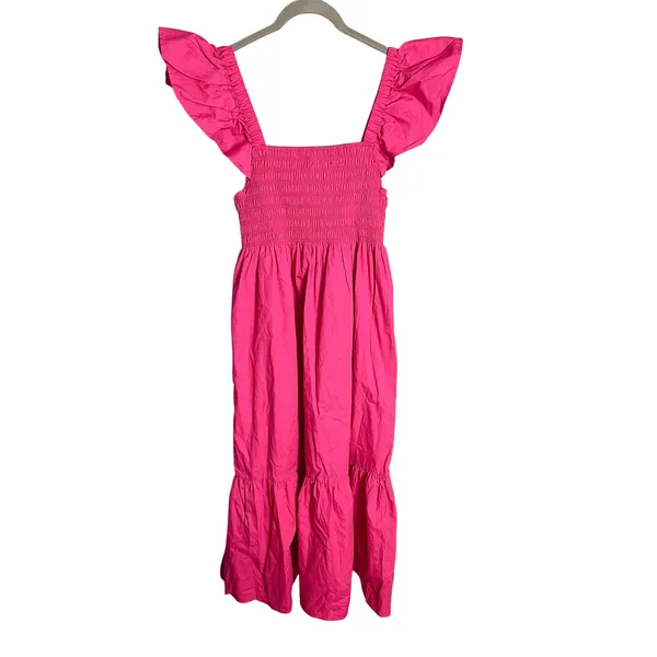 Anthropologie o.p.t Tuscany Dress Size Medium‎ Magenta Cotton Midi - Image 3