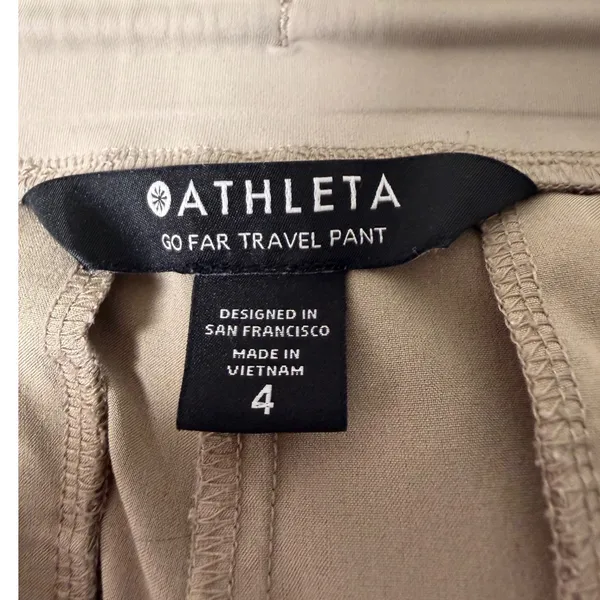 Athleta Go Far Travel Pant Tan Khaki Cargo Jogger Pockets Size 4 RN 54023 - Image 6