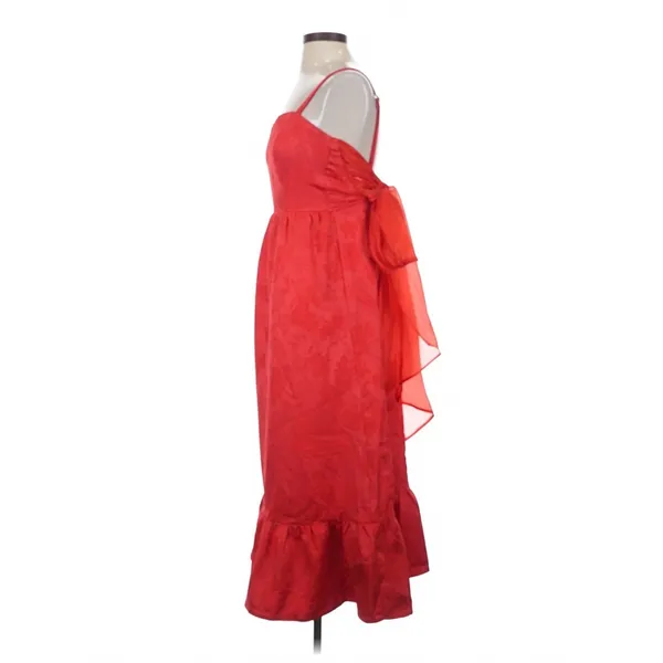 Lulus Major Perfection Red Jacquard Maxi Dress Bow Back Size XS Resort Vacation - Image 6