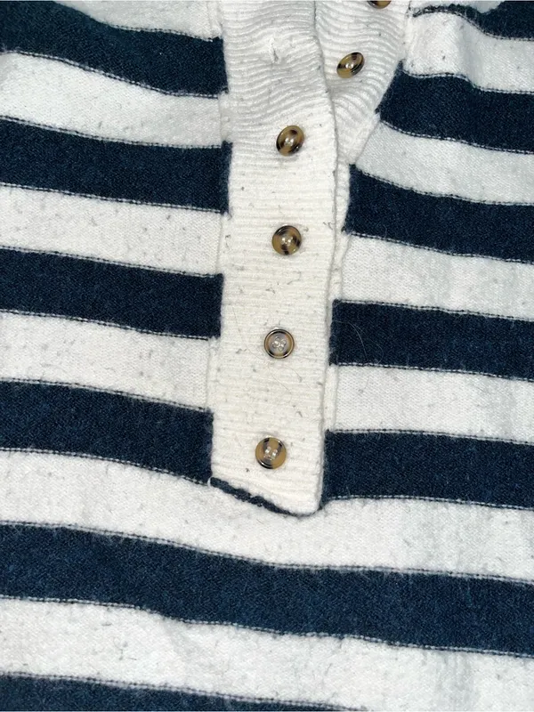 Altar'd State Black & White Striped Henley Sweater - Image 2