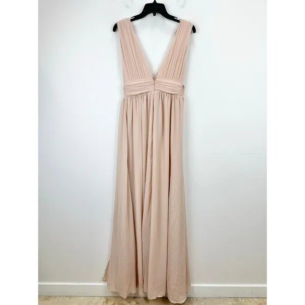 Lulus Heavenly Hues Blush Maxi Dress Chiffon Bridesmaid Formal Evening XS NWT - Image 7
