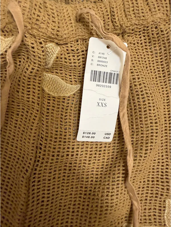 Anthropologie Light brown embroidered textured pants - Image 6