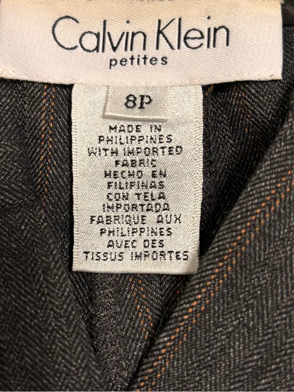 CALVIN KLEIN Petites Dress Pants 8P Wide Leg Gray Pinstripes Trousers Officewear - Image 5