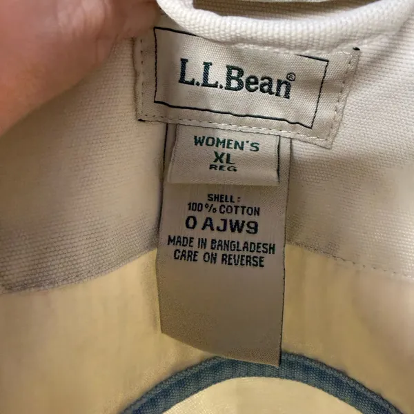 L.L. Bean Full‎ Zip Cotton Lightweight Jacket in Cream Size XL - Image 3