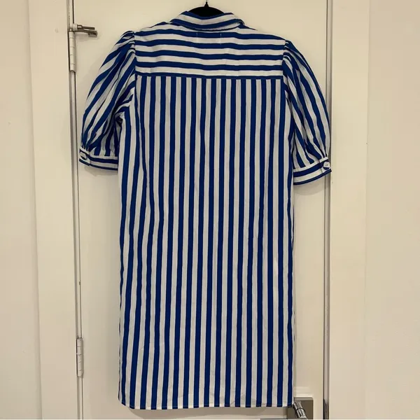 Navy Bleu Royal Stripe Puff Sleeve Shirt Dress - Image 9