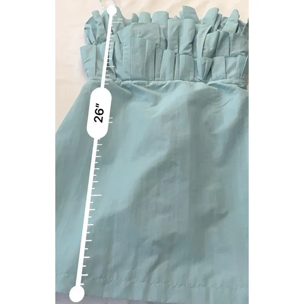 DO + BE Strapless Pleated Ruffle Mini Dress Light Blue Size Large Party Bodycon - Image 14