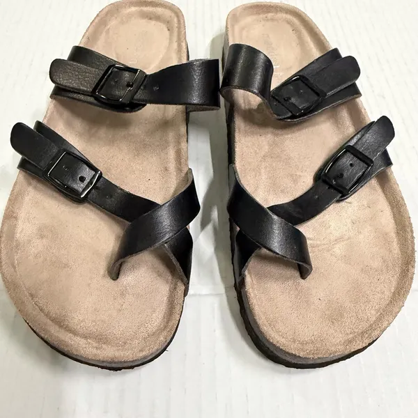 Madden Girl Bryceee Shoes Womens Size 6.5M Black Strappy Buckle Sandals Comfort - Image 3