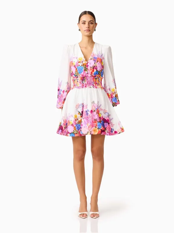 Elliatt Alice Long Sleeve Mini Dress in Ombre Floral $308 Size Small Vacation - Image 2