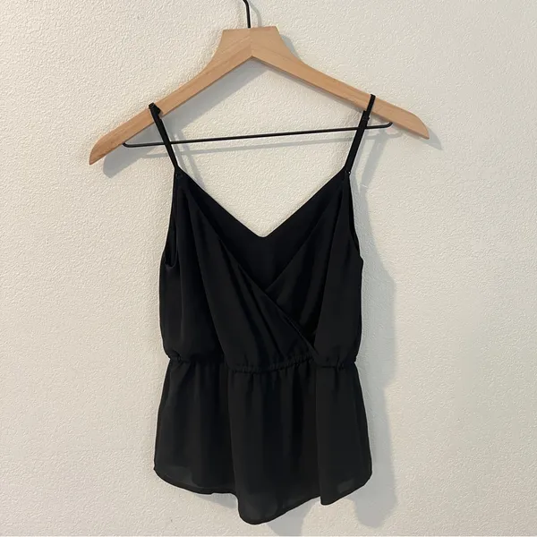 Aritzia Babaton Warren Camisole Black Chiffon Cinched‎ Tie Waist Size XXS - Image 7
