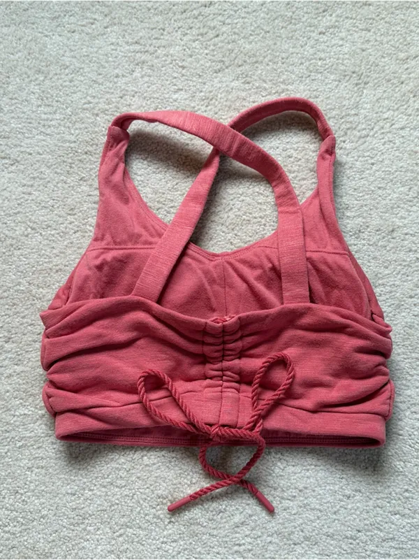 Gymshark Ruched Sports Bra‎ Pink Drawstring Back Size Small - Image 3