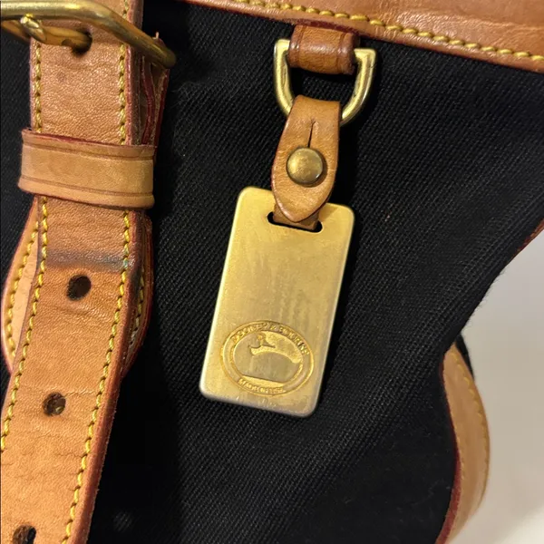 Dooney & Bourke Cabriolet Bucket Shoulder Bag Black w/ Brown Leather Trim - Image 6