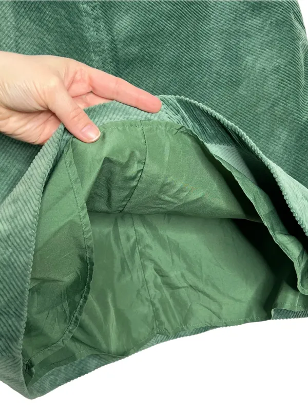 Boden Green Corduroy Pencil Skirt Academia LONG Length - Image 3