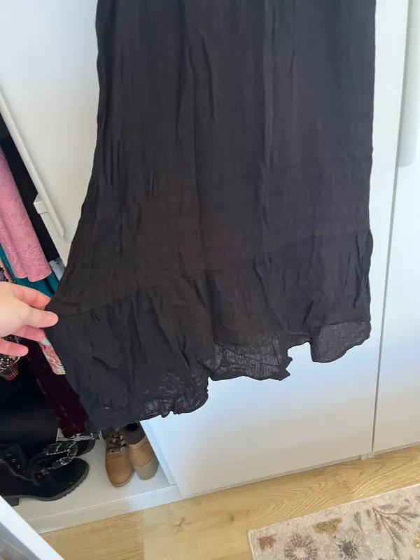 Rewind Dress Black Faux Wrap Dress Linen - Image 6