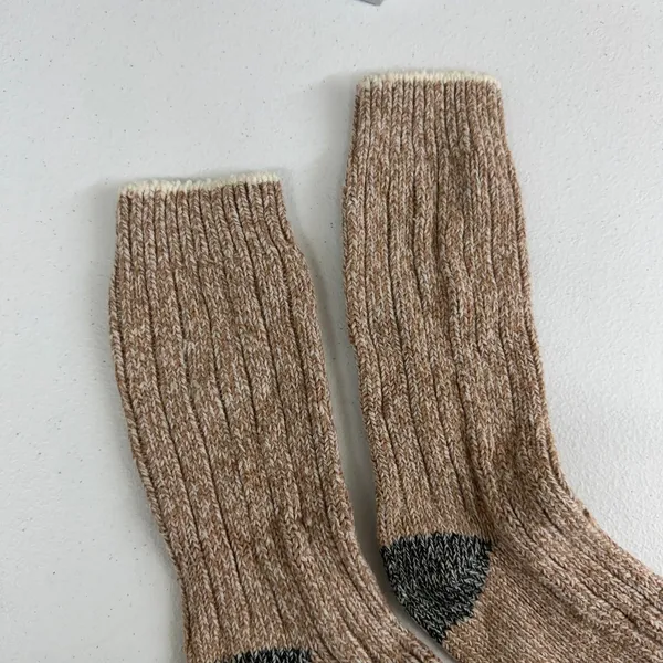 Adult tan gray cable knit ribbed stretch warm soft tall socks one‎ size winter - Image 2