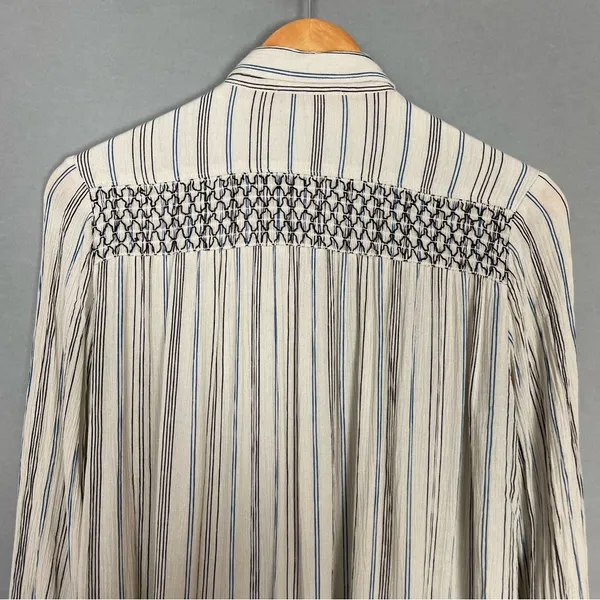 Anthropologie Floreat Norfolk Blouse Striped Long Sleeve Shirring Smocked Sz‎ XS - Image 10