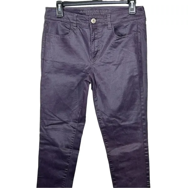 American Eagle Purple Coated High Rise Jeggings Size 8 Y2K Grunge - Image 11