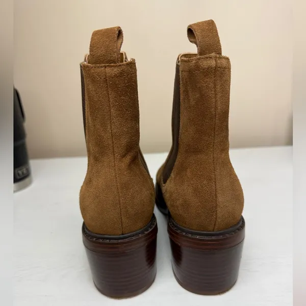MARC FISHER Womens Brown Heel Pull-Tab Modesty Suede Leather Chelsea Boot 8 M - Image 3