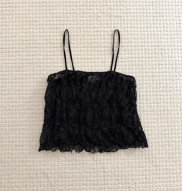 Boho black lace cami top Size XS - Image 2