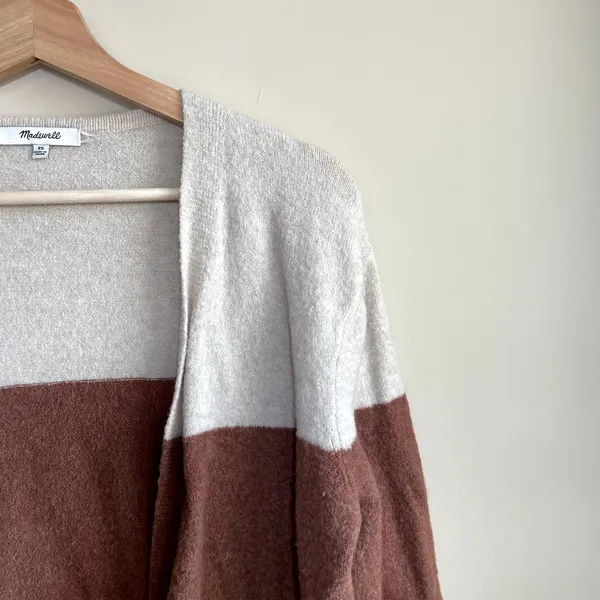 Madewell‎ wool-alpaca blend colorblock knit open front cardigan women's size XS - Image 2