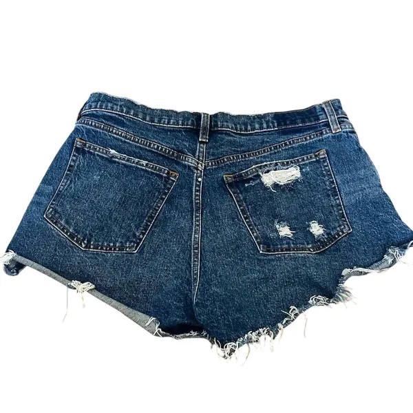 Abercrombie & Fitch Women's Curve Love Denim Cutoff Shorts Size 30 Blue - Image 4